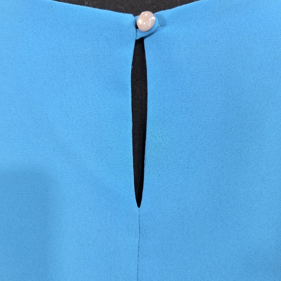 Algo Vintage Elegant Blue Ruffle Sleeve Midi Dress Size L - Picture 6 of 7